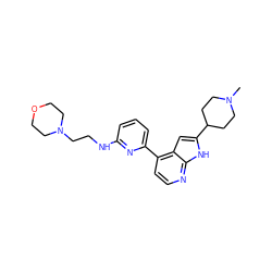 CN1CCC(c2cc3c(-c4cccc(NCCN5CCOCC5)n4)ccnc3[nH]2)CC1 ZINC000226077658