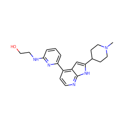 CN1CCC(c2cc3c(-c4cccc(NCCO)n4)ccnc3[nH]2)CC1 ZINC000226060302