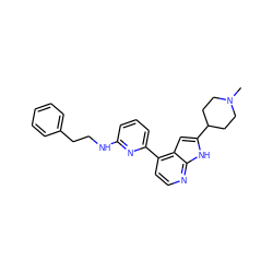CN1CCC(c2cc3c(-c4cccc(NCCc5ccccc5)n4)ccnc3[nH]2)CC1 ZINC000226066102