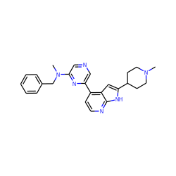CN1CCC(c2cc3c(-c4cncc(N(C)Cc5ccccc5)n4)ccnc3[nH]2)CC1 ZINC000226050847