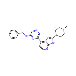 CN1CCC(c2cc3c(-c4cncc(NCc5ccccc5)n4)ccnc3[nH]2)CC1 ZINC000226097113