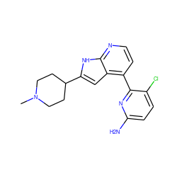 CN1CCC(c2cc3c(-c4nc(N)ccc4Cl)ccnc3[nH]2)CC1 ZINC000220249819