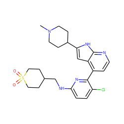 CN1CCC(c2cc3c(-c4nc(NCC5CCS(=O)(=O)CC5)ccc4Cl)ccnc3[nH]2)CC1 ZINC000226066193