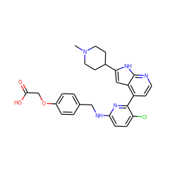 CN1CCC(c2cc3c(-c4nc(NCc5ccc(OCC(=O)O)cc5)ccc4Cl)ccnc3[nH]2)CC1 ZINC000226051020