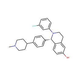 CN1CCC(c2ccc([C@H]3c4ccc(O)cc4CCN3c3cccc(F)c3)cc2)CC1 ZINC000013607730
