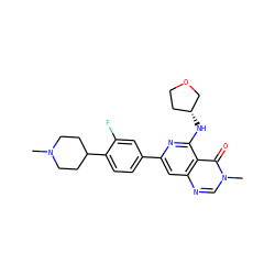 CN1CCC(c2ccc(-c3cc4ncn(C)c(=O)c4c(N[C@@H]4CCOC4)n3)cc2F)CC1 ZINC000115622895