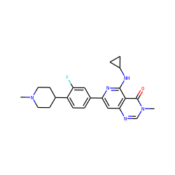CN1CCC(c2ccc(-c3cc4ncn(C)c(=O)c4c(NC4CC4)n3)cc2F)CC1 ZINC000115625736
