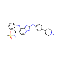 CN1CCC(c2ccc(Nc3nc4c(Nc5ccccc5CN(C)S(C)(=O)=O)cccn4n3)cc2)CC1 ZINC000096169696