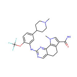 CN1CCC(c2ccc(OC(F)(F)F)c(Nc3ncc4c(n3)-c3c(c(C(N)=O)cn3C)CC4)c2)CC1 ZINC000071297068