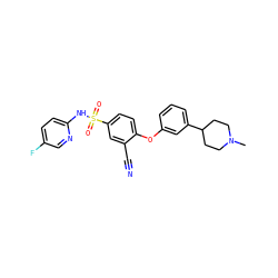 CN1CCC(c2cccc(Oc3ccc(S(=O)(=O)Nc4ccc(F)cn4)cc3C#N)c2)CC1 ZINC000095582952