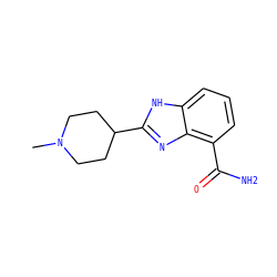 CN1CCC(c2nc3c(C(N)=O)cccc3[nH]2)CC1 ZINC000040390937