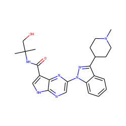 CN1CCC(c2nn(-c3cnc4[nH]cc(C(=O)NC(C)(C)CO)c4n3)c3ccccc23)CC1 ZINC000095605298