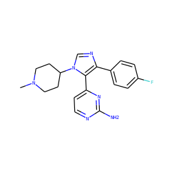 CN1CCC(n2cnc(-c3ccc(F)cc3)c2-c2ccnc(N)n2)CC1 ZINC000026725886