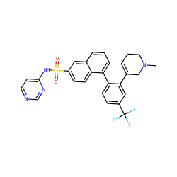 CN1CCC=C(c2cc(C(F)(F)F)ccc2-c2cccc3cc(S(=O)(=O)Nc4ccncn4)ccc23)C1 ZINC000206165113