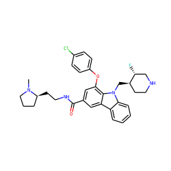 CN1CCC[C@@H]1CCNC(=O)c1cc(Oc2ccc(Cl)cc2)c2c(c1)c1ccccc1n2C[C@@H]1CCNC[C@H]1F ZINC000028889989