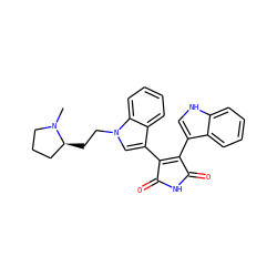 CN1CCC[C@@H]1CCn1cc(C2=C(c3c[nH]c4ccccc34)C(=O)NC2=O)c2ccccc21 ZINC000002560260