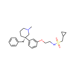 CN1CCC[C@](Cc2ccccc2)(c2cccc(OCCNS(=O)(=O)CC3CC3)c2)C1 ZINC000114239800