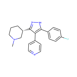 CN1CCC[C@H](c2n[nH]c(-c3ccc(F)cc3)c2-c2ccncc2)C1 ZINC000049071421
