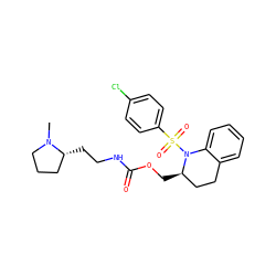 CN1CCC[C@H]1CCNC(=O)OC[C@@H]1CCc2ccccc2N1S(=O)(=O)c1ccc(Cl)cc1 ZINC000003990885