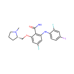 CN1CCC[C@H]1COc1cc(F)cc(Nc2ccc(I)cc2F)c1C(N)=O ZINC000096905644
