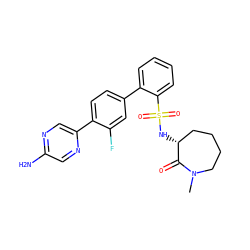 CN1CCCC[C@@H](NS(=O)(=O)c2ccccc2-c2ccc(-c3cnc(N)cn3)c(F)c2)C1=O ZINC000218626742