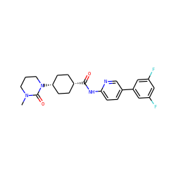 CN1CCCN([C@H]2CC[C@@H](C(=O)Nc3ccc(-c4cc(F)cc(F)c4)cn3)CC2)C1=O ZINC000261121411