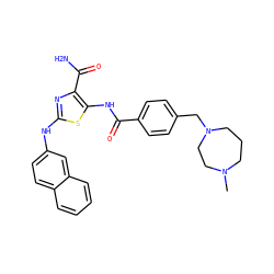 CN1CCCN(Cc2ccc(C(=O)Nc3sc(Nc4ccc5ccccc5c4)nc3C(N)=O)cc2)CC1 ZINC000473165228