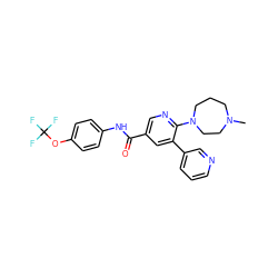 CN1CCCN(c2ncc(C(=O)Nc3ccc(OC(F)(F)F)cc3)cc2-c2cccnc2)CC1 ZINC001772623191