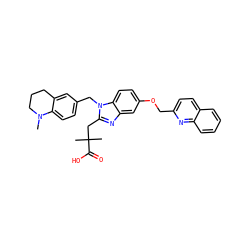 CN1CCCc2cc(Cn3c(CC(C)(C)C(=O)O)nc4cc(OCc5ccc6ccccc6n5)ccc43)ccc21 ZINC000219431068