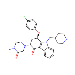 CN1CCN([C@@H]2C[C@@H](Oc3ccc(Cl)cc3)c3c(c4ccccc4n3CC3CCNCC3)C2=O)CC1=O ZINC000028571804