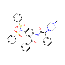 CN1CCN([C@H](C(=O)Nc2ccc(N(S(=O)(=O)c3ccccc3)S(=O)(=O)c3ccccc3)cc2C(=O)c2ccccc2)c2ccccc2)CC1 ZINC000049761937