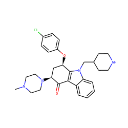 CN1CCN([C@H]2C[C@@H](Oc3ccc(Cl)cc3)c3c(c4ccccc4n3CC3CCNCC3)C2=O)CC1 ZINC000040822594