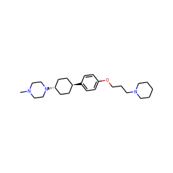 CN1CCN([C@H]2CC[C@H](c3ccc(OCCCN4CCCCC4)cc3)CC2)CC1 ZINC000101437336