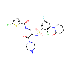 CN1CCN(C(=O)[C@H](CNC(=O)c2ccc(Cl)s2)NS(=O)(=O)c2cc(F)cc(N3CCCCC3=O)c2Cl)CC1 ZINC000098208556