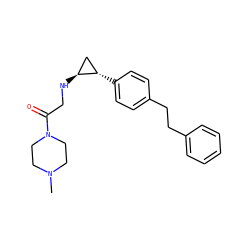 CN1CCN(C(=O)CN[C@H]2C[C@@H]2c2ccc(CCc3ccccc3)cc2)CC1 ZINC000096172314