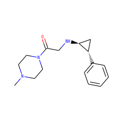 CN1CCN(C(=O)CN[C@H]2C[C@@H]2c2ccccc2)CC1 ZINC000044677322