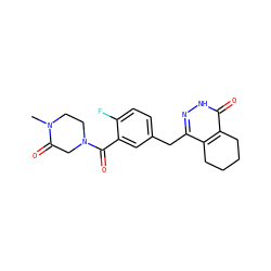 CN1CCN(C(=O)c2cc(Cc3n[nH]c(=O)c4c3CCCC4)ccc2F)CC1=O ZINC000149305363