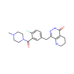 CN1CCN(C(=O)c2cc(Cc3n[nH]c(=O)c4c3NCCC4)ccc2F)CC1 ZINC000084687544
