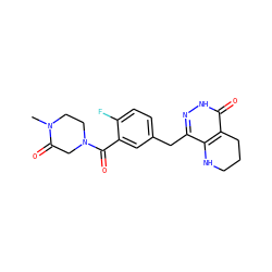 CN1CCN(C(=O)c2cc(Cc3n[nH]c(=O)c4c3NCCC4)ccc2F)CC1=O ZINC000140471280