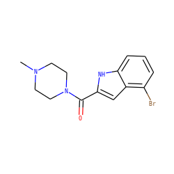 CN1CCN(C(=O)c2cc3c(Br)cccc3[nH]2)CC1 ZINC000013526653