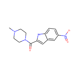 CN1CCN(C(=O)c2cc3cc([N+](=O)[O-])ccc3[nH]2)CC1 ZINC000038227923