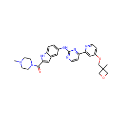 CN1CCN(C(=O)c2cc3cc(Nc4nccc(-c5cc(OCC6(C)COC6)ccn5)n4)ccc3[nH]2)CC1 ZINC000144207075