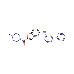 CN1CCN(C(=O)c2cc3cc(Nc4nccc(-c5ccccn5)n4)ccc3o2)CC1 ZINC000144202106