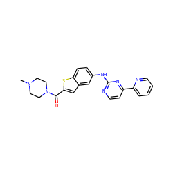 CN1CCN(C(=O)c2cc3cc(Nc4nccc(-c5ccccn5)n4)ccc3s2)CC1 ZINC000144193158
