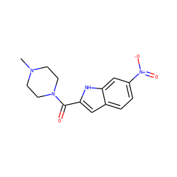 CN1CCN(C(=O)c2cc3ccc([N+](=O)[O-])cc3[nH]2)CC1 ZINC000084758223