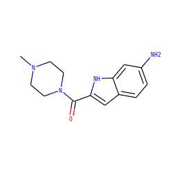 CN1CCN(C(=O)c2cc3ccc(N)cc3[nH]2)CC1 ZINC000084758224