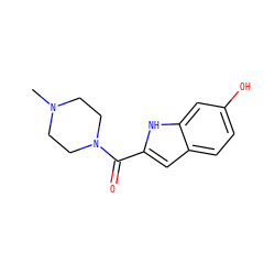 CN1CCN(C(=O)c2cc3ccc(O)cc3[nH]2)CC1 ZINC000084758222