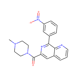 CN1CCN(C(=O)c2cc3cccnc3c(-c3cccc([N+](=O)[O-])c3)n2)CC1 ZINC000013805281