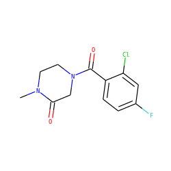 CN1CCN(C(=O)c2ccc(F)cc2Cl)CC1=O ZINC000059282948