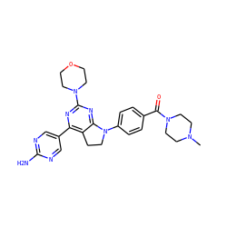 CN1CCN(C(=O)c2ccc(N3CCc4c(-c5cnc(N)nc5)nc(N5CCOCC5)nc43)cc2)CC1 ZINC000118760761